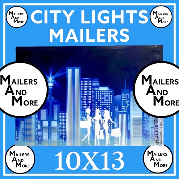 25 10X13 Poly Mailers Posh Girls Shipping Envelopes PRICE IS FIRM City Lights - Picture 6 of 6
